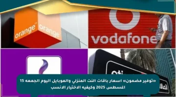 «توفير مضمون» أسعار باقات النت المنزلي والموبايل اليوم الجمعة 15 أغسطس 2025 وكيفية الاختيار الأنسب
